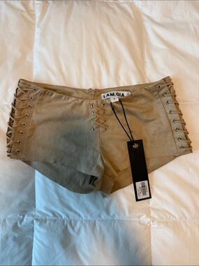 I.AM.GIA Lace-Up Side Shorts in Tan